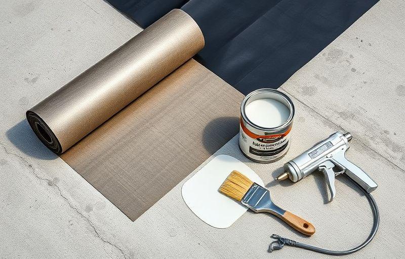 Waterproofing membrane roll, coating tin and brush on concrete