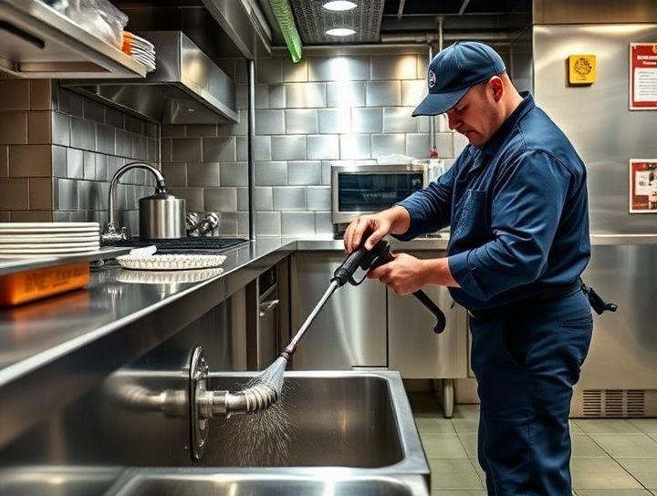 Commercial kitchen drain jetting at a shoplot